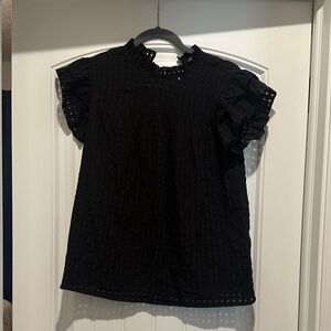 Black Ruffled Sleeve Blouse